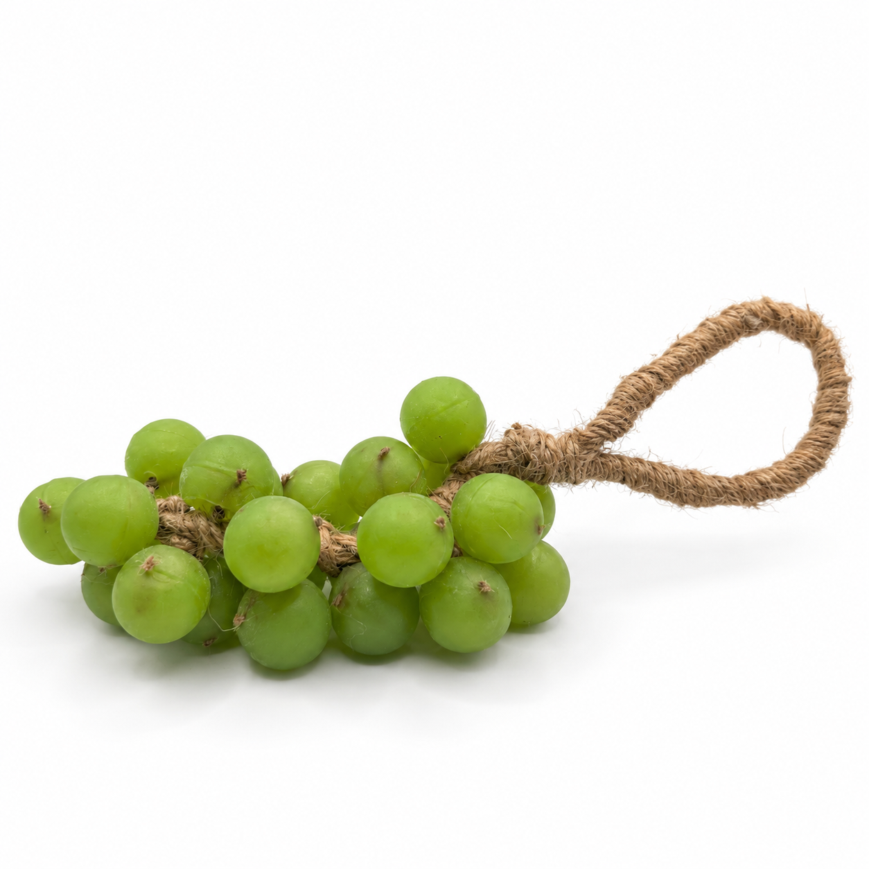 Grape Escape bunch in sage green, hanging on jute twine